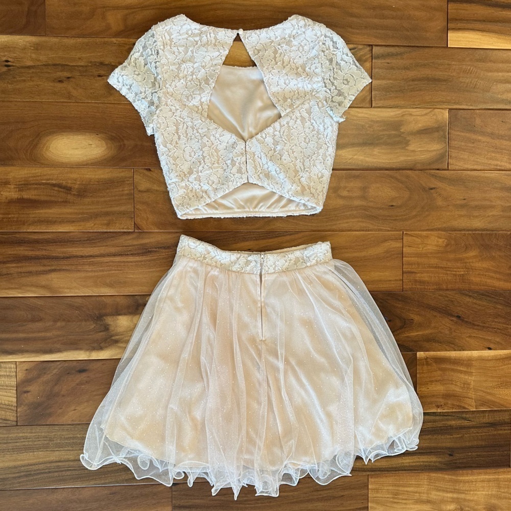 Speechless Glittery Light Pink Mini Skirt Two Piece size 5 - Picture 6 of 7